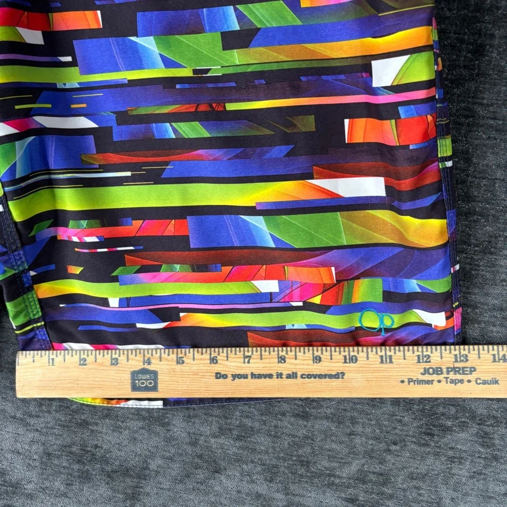 Op Ocean Pacific Mens Board Shorts Size 38 Multi Color Abstract Glitch Colorful